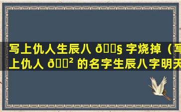 写上仇人生辰八 🐧 字烧掉（写上仇人 🌲 的名字生辰八字明天烧纸人会灵验吗）